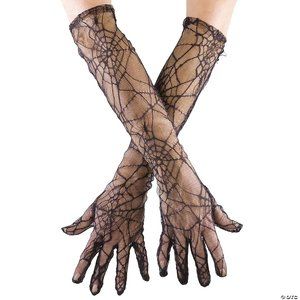 Spider Web Long Elbow Opera Length Black Gloves NWT